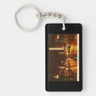 Downtown Buffalo NY at Night Vintage Style Keychain