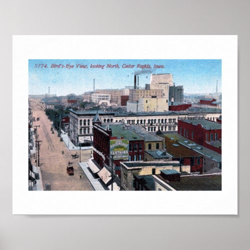 Downtown Cedar Rapids Iowa 1913 Vintage Poster