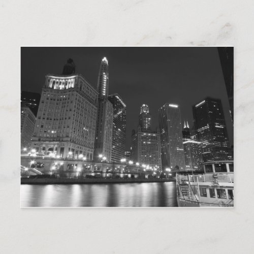 Downtown Chicago Black and White Postcard