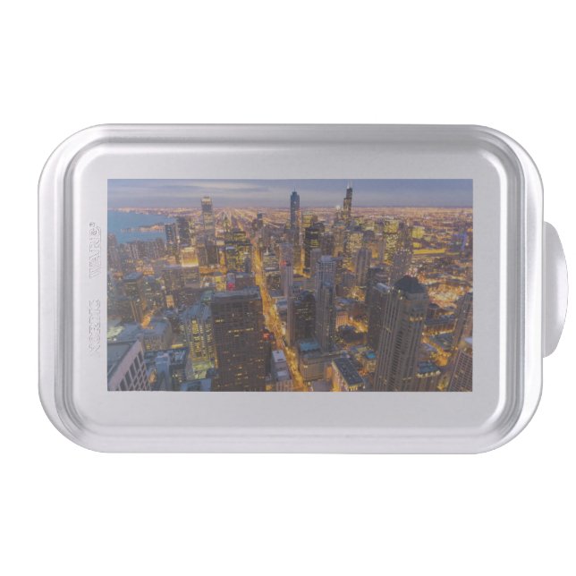 Downtown Chicago skyline at dusk Cake Pan (Front)