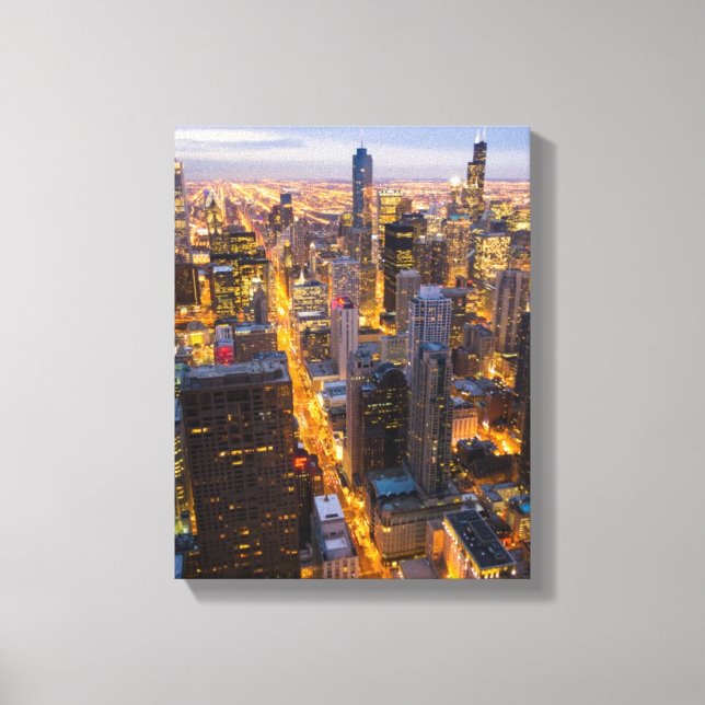 Downtown Chicago skyline at dusk Canvas Print (Front)