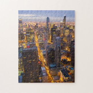 Downtown Chicago skyline at dusk Jigsaw Puzzle