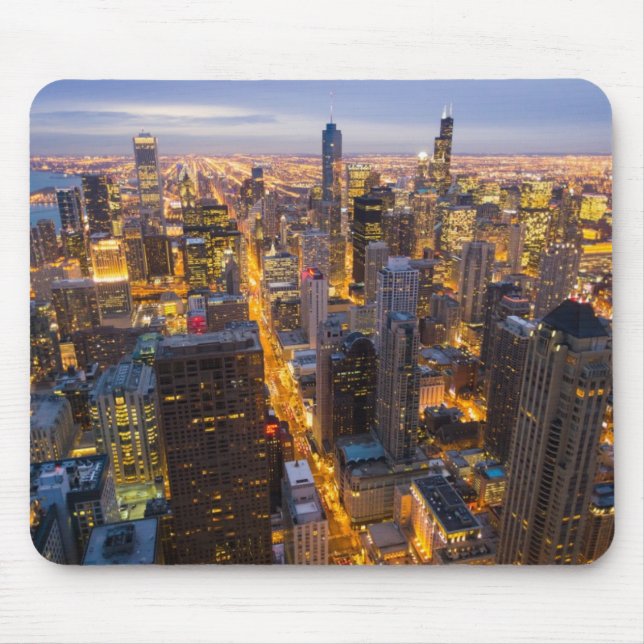 Downtown Chicago skyline at dusk Mouse Pad (Front)