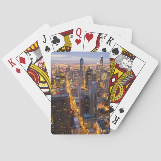 Downtown Chicago skyline at dusk Poker Cards (Back)