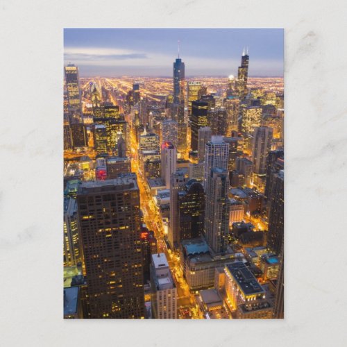 Downtown Chicago skyline at dusk Postcard