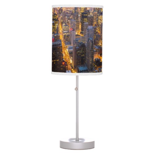 Downtown Chicago skyline at dusk Table Lamp