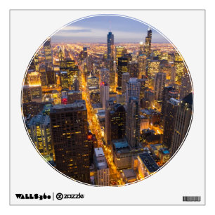 Downtown Chicago skyline at dusk Wall Decal