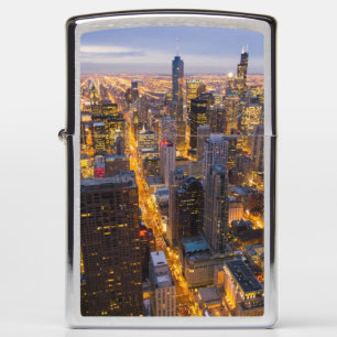 Downtown Chicago skyline at dusk Zippo Lighter