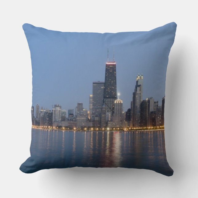 Downtown Chicago Skyline Throw Pillow (Front)
