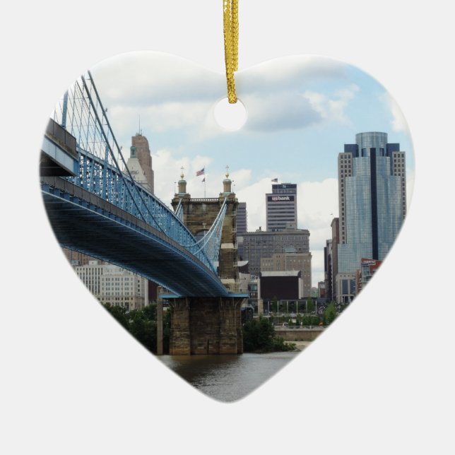 Downtown Cincinnati Ceramic Ornament (Front)