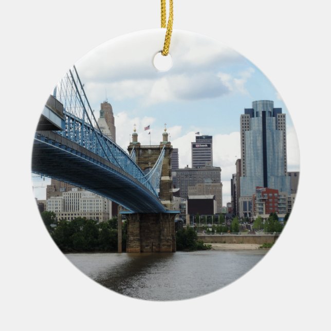 Downtown Cincinnati Ceramic Ornament (Front)