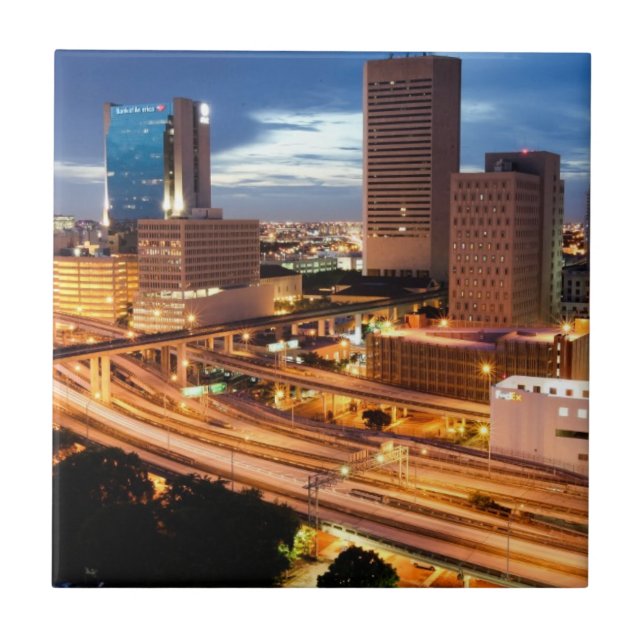 Downtown City View Ceramic Tile (Front)