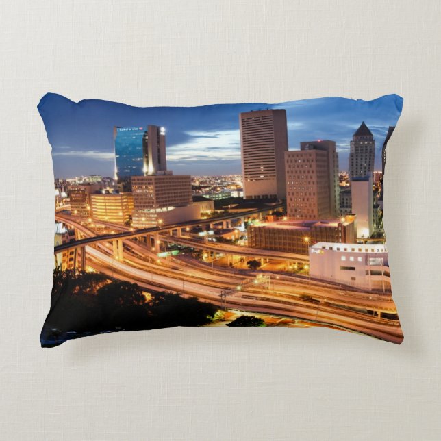 Downtown City View Decorative Pillow (Front)