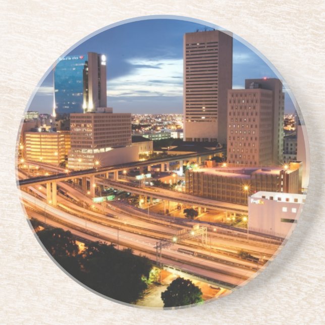 Downtown City View Drink Coaster (Front)
