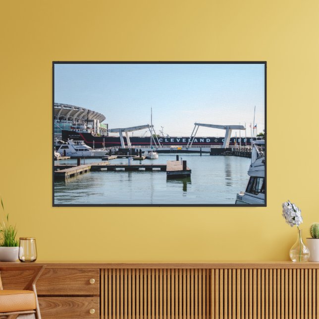 Downtown Cleveland Ohio Stretched Canvas Print (Insitu(LivingRoom))