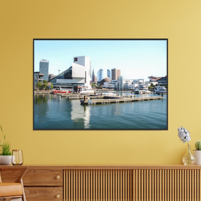 Downtown Cleveland Ohio Stretched Canvas Print (Insitu(LivingRoom))