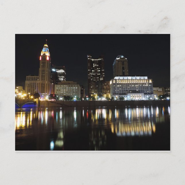 Downtown Columbus skyline at night Postcard (Front)