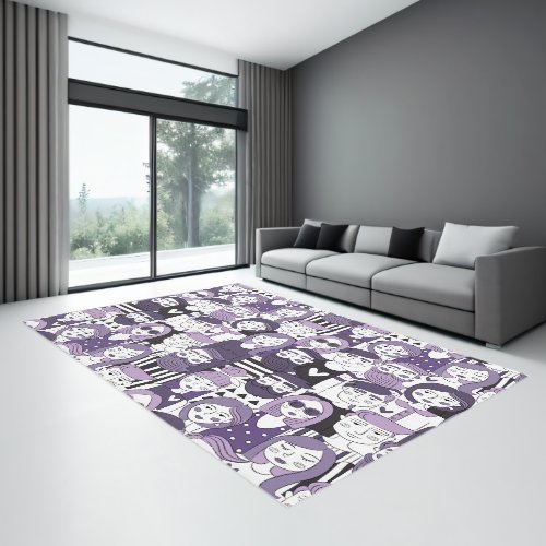 Downtown Crowd Faces Purple ID494 Rug