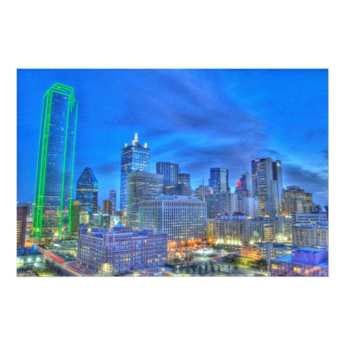 Downtown Dallas at night Photo Print