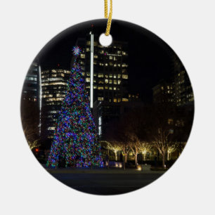 Downtown Dallas Christmas Ceramic Ornament