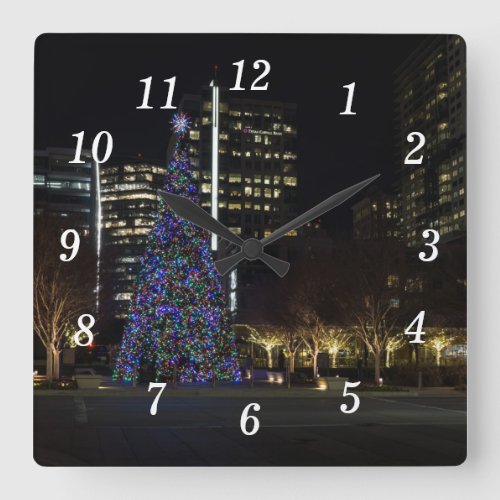 Downtown Dallas Christmas Wall Clock