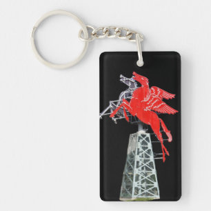 Downtown Dallas Pegasus Neon sign Keychain