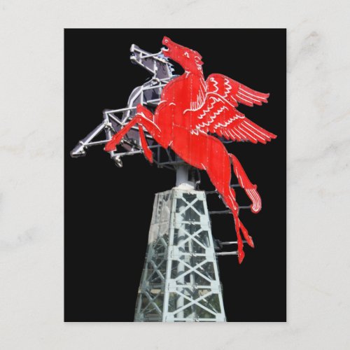 Downtown Dallas Pegasus Neon sign Postcard