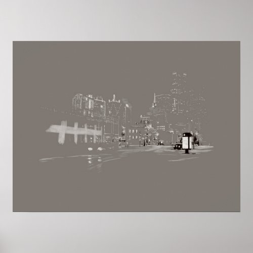 Downtown Dallas Skyline Cityscape Digital Drawing Poster