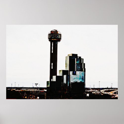 Downtown Dallas Texas Tower Art Poster
