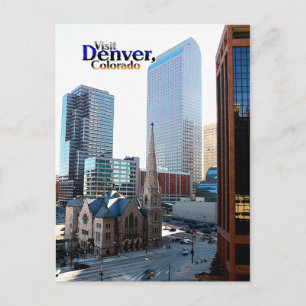 Downtown Denver and the Trinity Episcopal Church Postcard