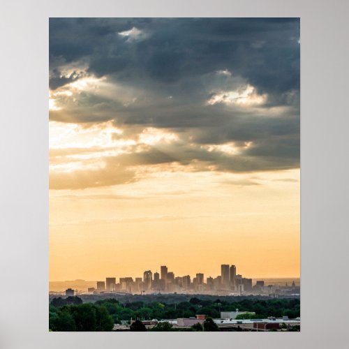 Downtown Denver  Sunset Skyline Poster