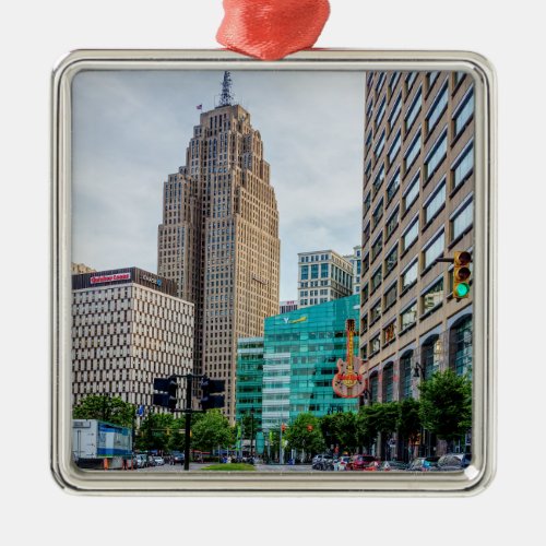 Downtown Detroit Metal Ornament