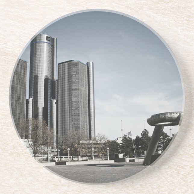Downtown Detroit Sandstone Coaster (Front)