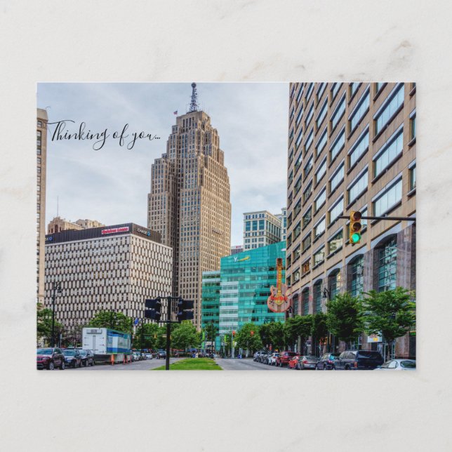 Downtown Detroit Thinking of You Postcard (Front)