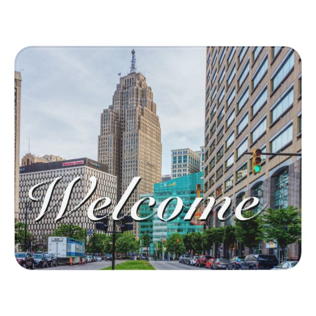 Downtown Detroit Welcome Door Sign (Contemporary Front)