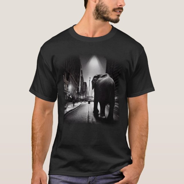 Downtown Elephant Basic Dark T-Shirt  (Front)
