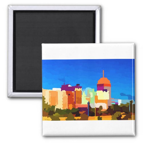 Downtown Fresno California Skyline Magnet