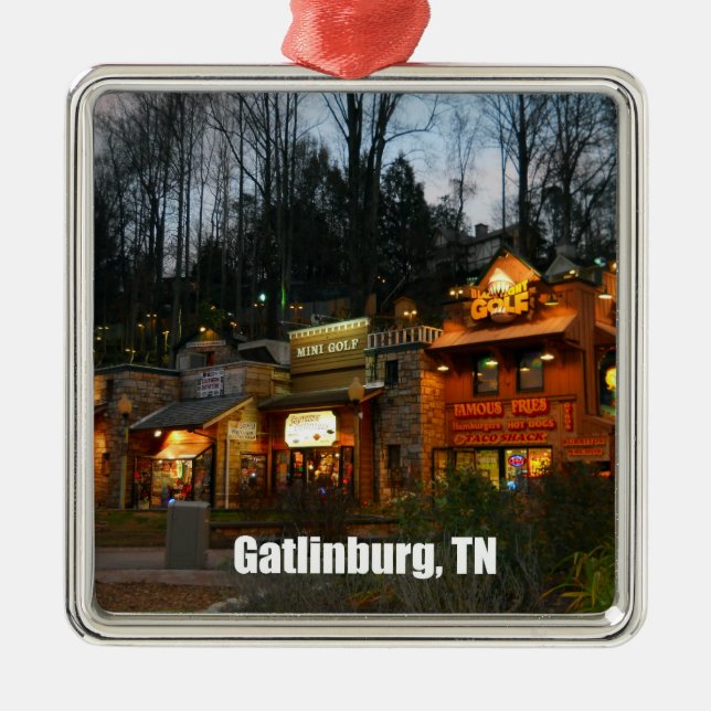 Downtown Gatlinburg, Tennessee Metal Ornament (Front)