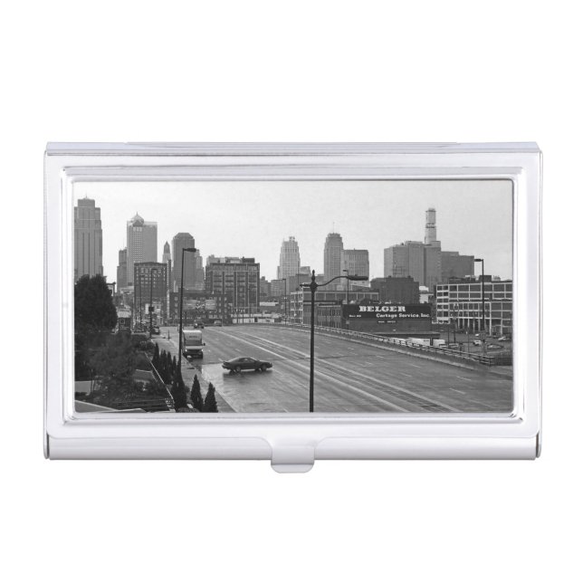 Downtown Kansas City, Missouri Black & White Photo Case For Business Cards (Front)