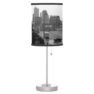 Downtown Kansas City, Missouri Black & White Photo Table Lamp