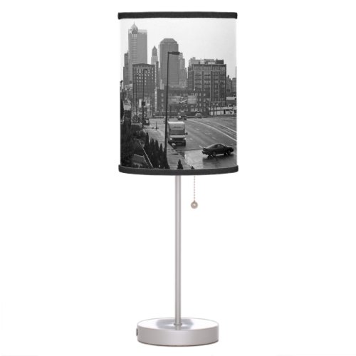 Downtown Kansas City Missouri Black  White Photo Table Lamp