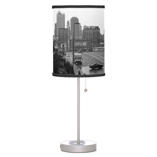 Downtown Kansas City, Missouri Black & White Photo Table Lamp (Left)