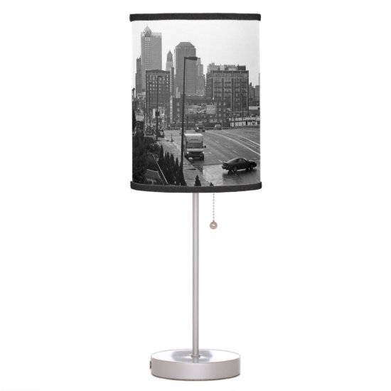 Downtown Kansas City Missouri Black & White Photo Table Lamp