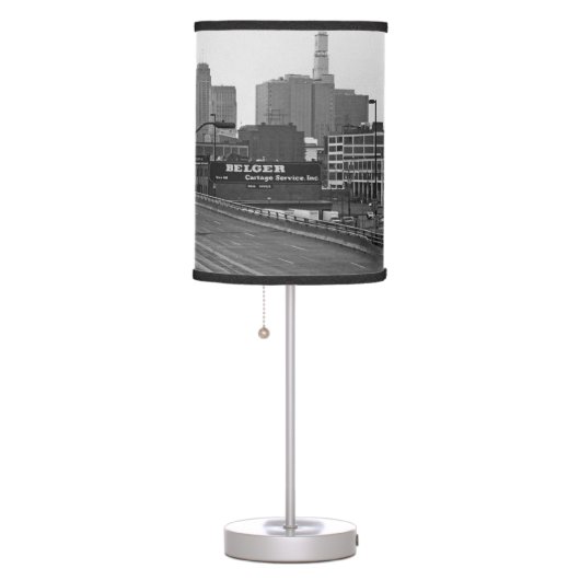 Downtown Kansas City, Missouri Black & White Photo Table Lamp (Right)