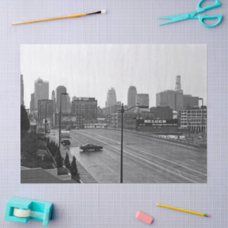 Downtown Kansas City, Missouri Black & White Photo Tissue Paper