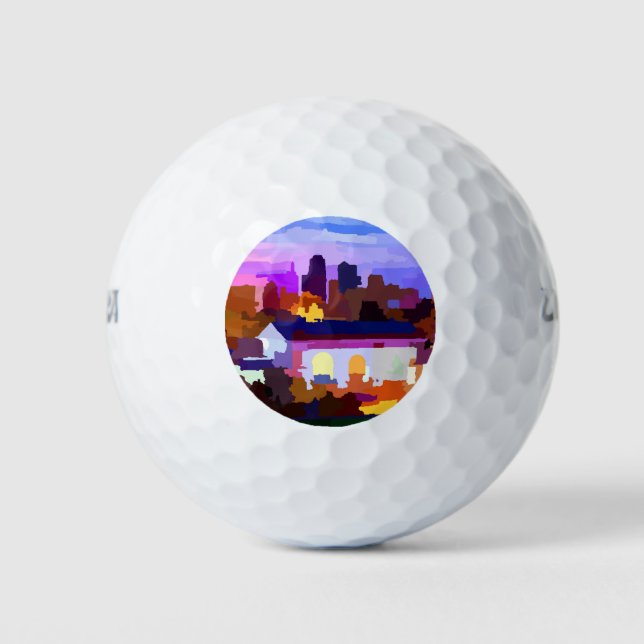 Downtown Kansas City Missouri Skyline Golf Balls (Front)