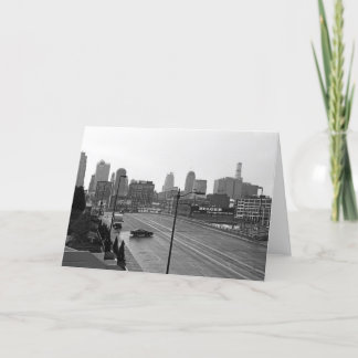 Downtown Kansas City Skyline–Black and White Photo Card