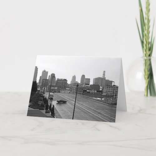 Downtown Kansas City SkylineBlack and White Photo Card
