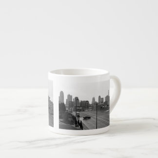 Downtown Kansas City Skyline–Black and White Photo Espresso Cup