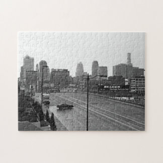 Downtown Kansas City Skyline–Black and White Photo Jigsaw Puzzle